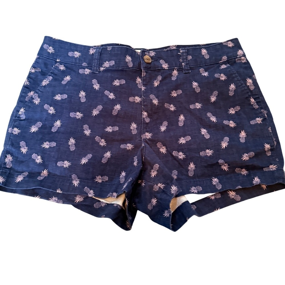 Summer Tropical Gap Blue‎ Pink Pineapple Print Chino Shorts Size 8 Mid Rise